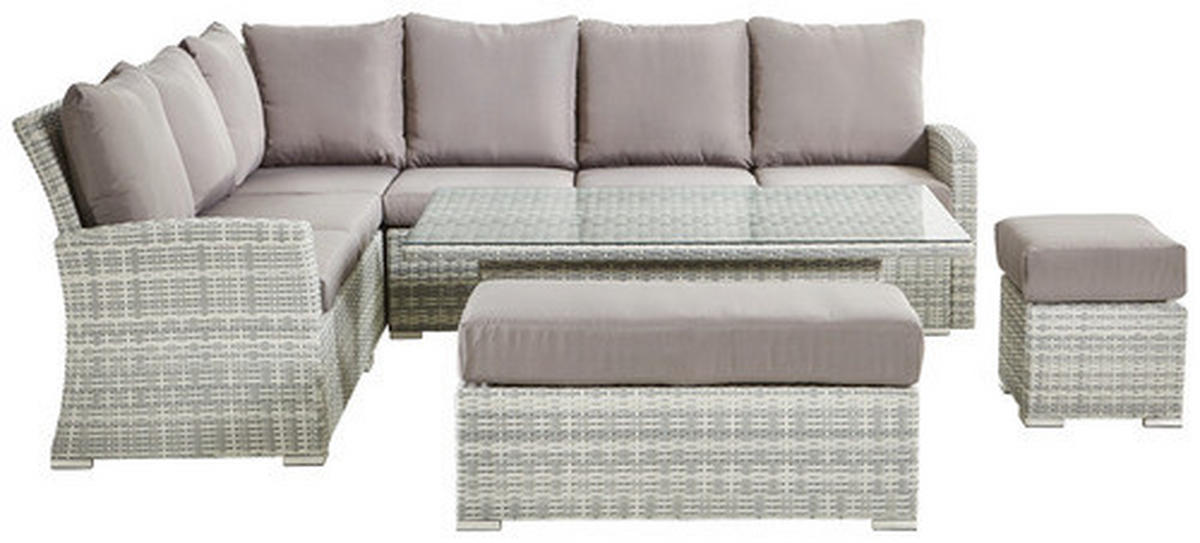 JEDÁLENSKÁ TERASOVÁ SÚPRAVA sklo, textil, kov, plast - sivá, Modern, kov/textil (177/192,5cm) - Ambia Garden