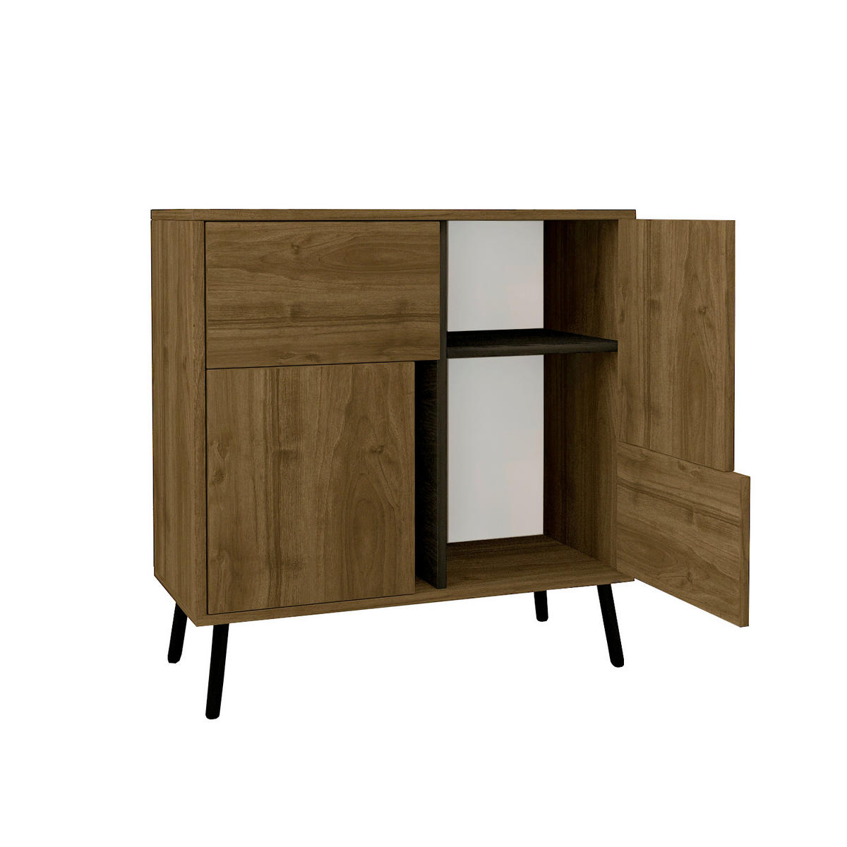 KOMMODE 35/79/76,5 cm  - Kastanienfarben/Schwarz, Design, Holz/Metall (35/79/76,5cm) - Livetastic
