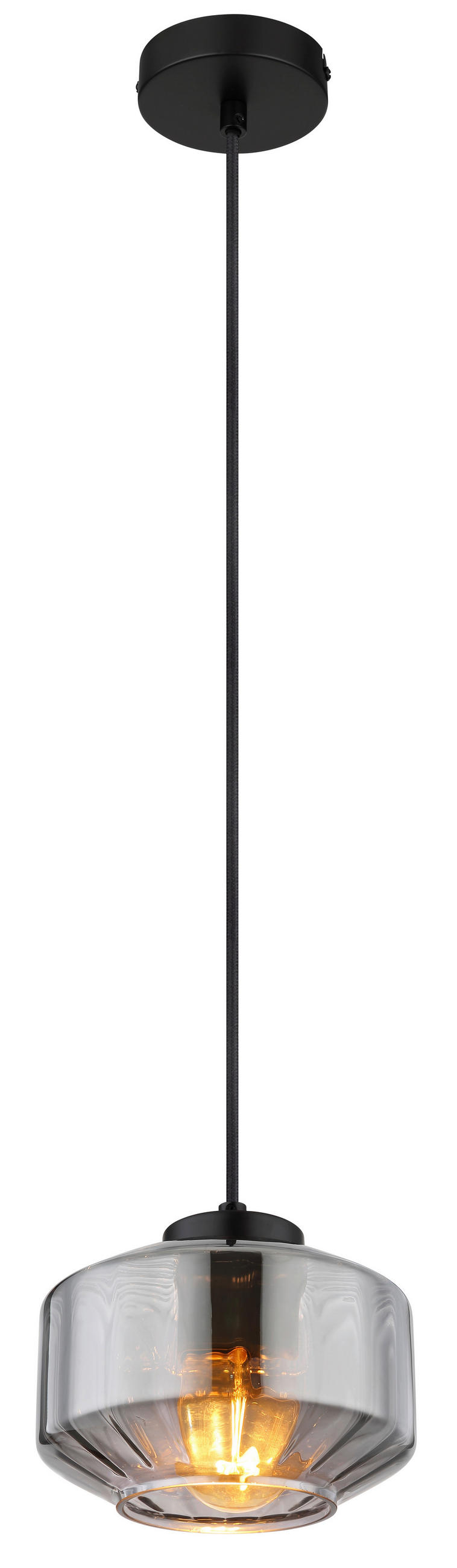 HÄNGELEUCHTE 18/120 cm   - Schwarz, Design, Glas/Metall (18/120cm) - Globo