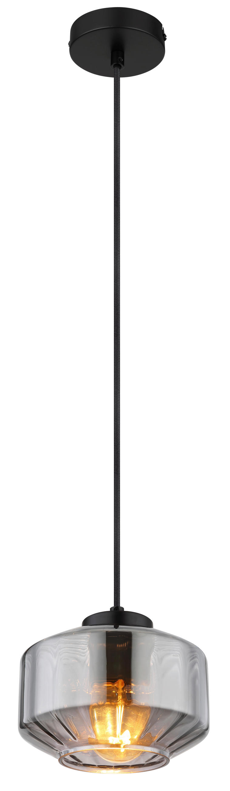 HÄNGELEUCHTE 18/120 cm   - Schwarz, Design, Glas/Metall (18/120cm) - Globo