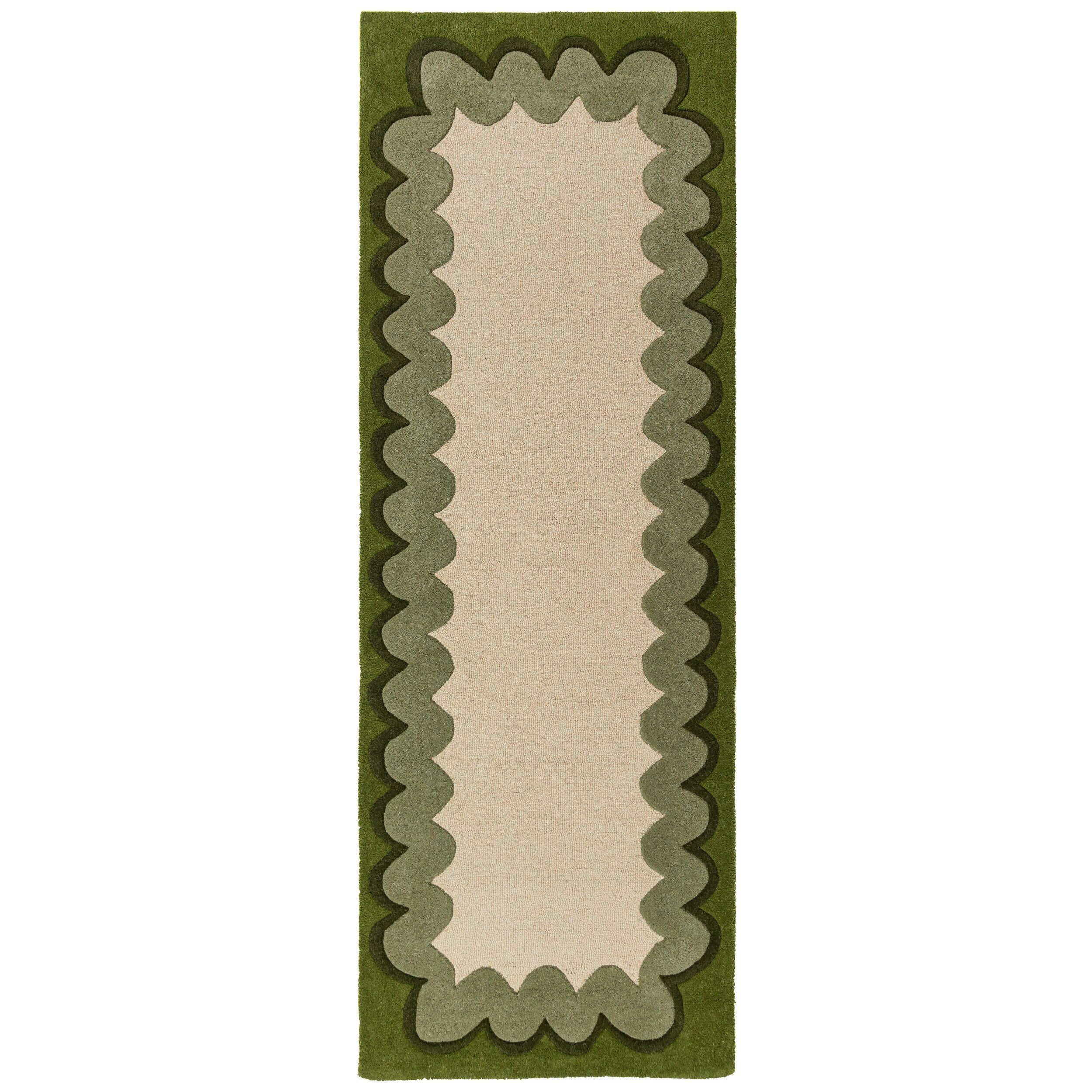 WOLLTEPPICH Wohnzimmer 80/230 cm Wiggle Grün rechteckig  - Grün, Basics, Textil (80/230cm) - Flair Rugs