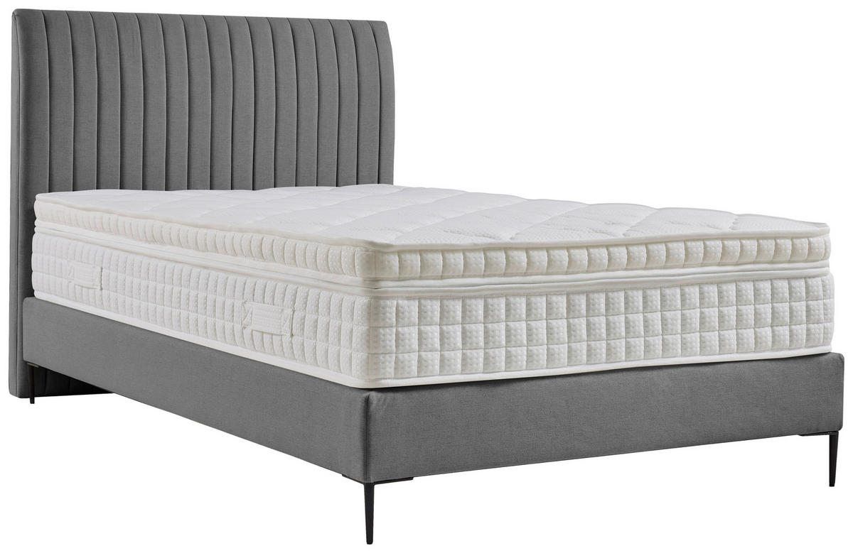 BOXSPRINGBETT 120/200 cm  in Grau  - Schwarz/Naturfarben, MODERN, Holzwerkstoff/Textil (120/200cm) - MID.YOU