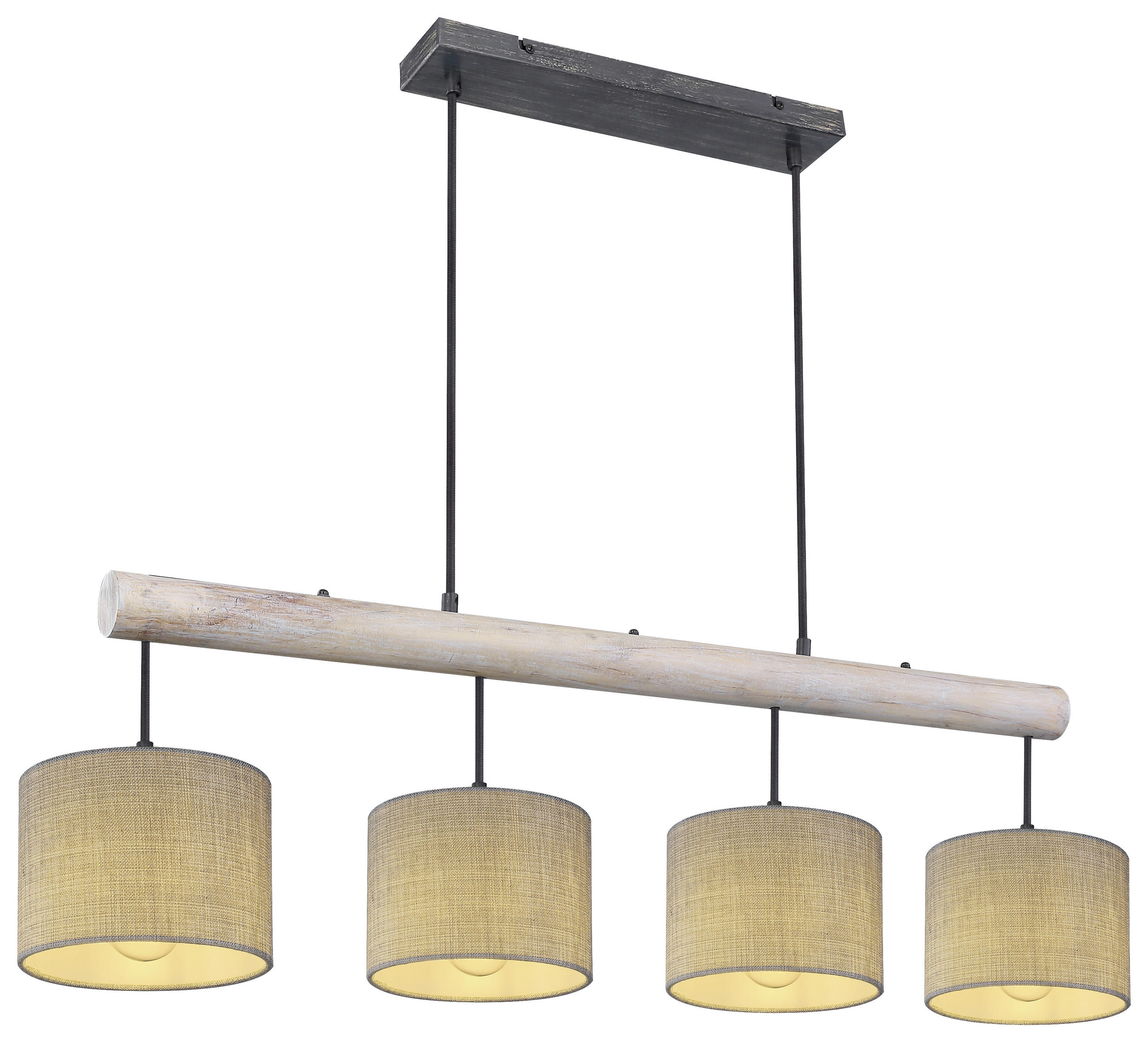 HÄNGELEUCHTE Roger 102/18/120 cm   - Schwarz/Grau, Natur, Holz/Textil (102/18/120cm) - Globo
