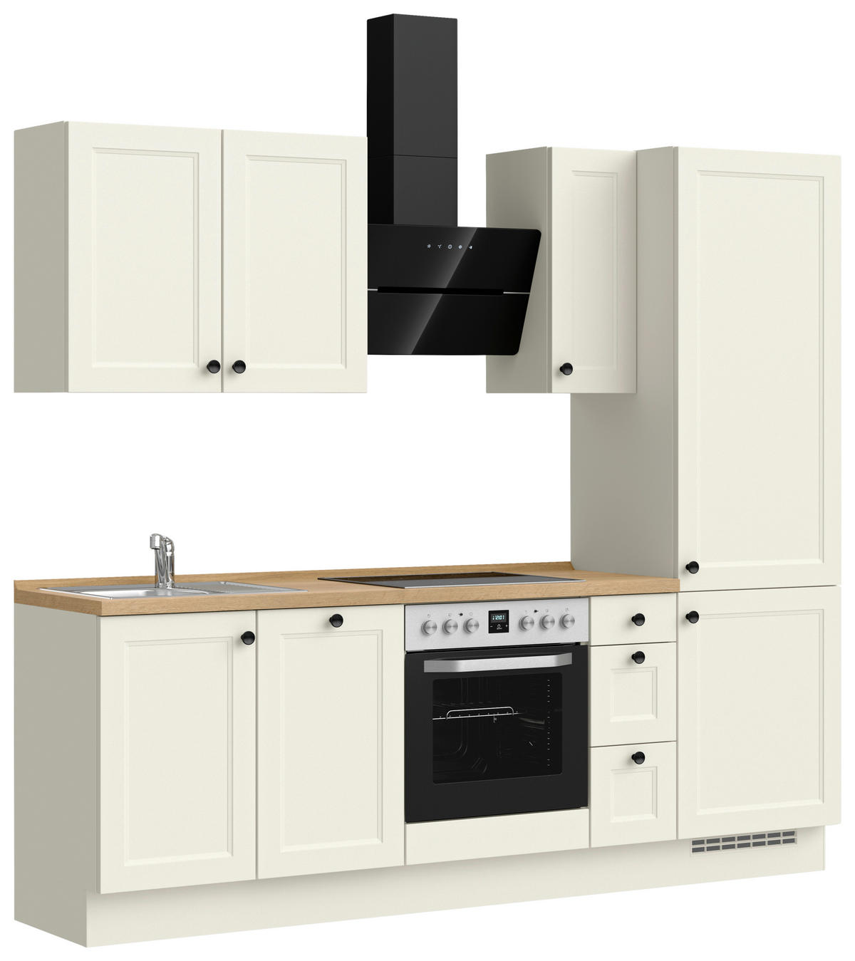 KÜCHENBLOCK 240 cm   in Weiß, Eichefarben  - Eichefarben/Schwarz, MODERN, Holzwerkstoff/Metall (240cm) - Nobilia