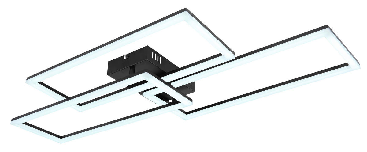 LED-DECKENLEUCHTE 90/40/8 cm   - Opal/Schwarz, Design, Kunststoff/Metall (90/40/8cm) - Globo