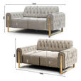 2-SITZER-SOFA Velours Beige  - Beige/Goldfarben, KONVENTIONELL, Textil/Metall (194/90/97cm) - Carryhome