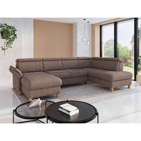 WOHNLANDSCHAFT GLENDALE E Cappuccino Chenille  - Eichefarben/Cappuccino, KONVENTIONELL, Holz/Textil (166/321/193cm) - Sit & More