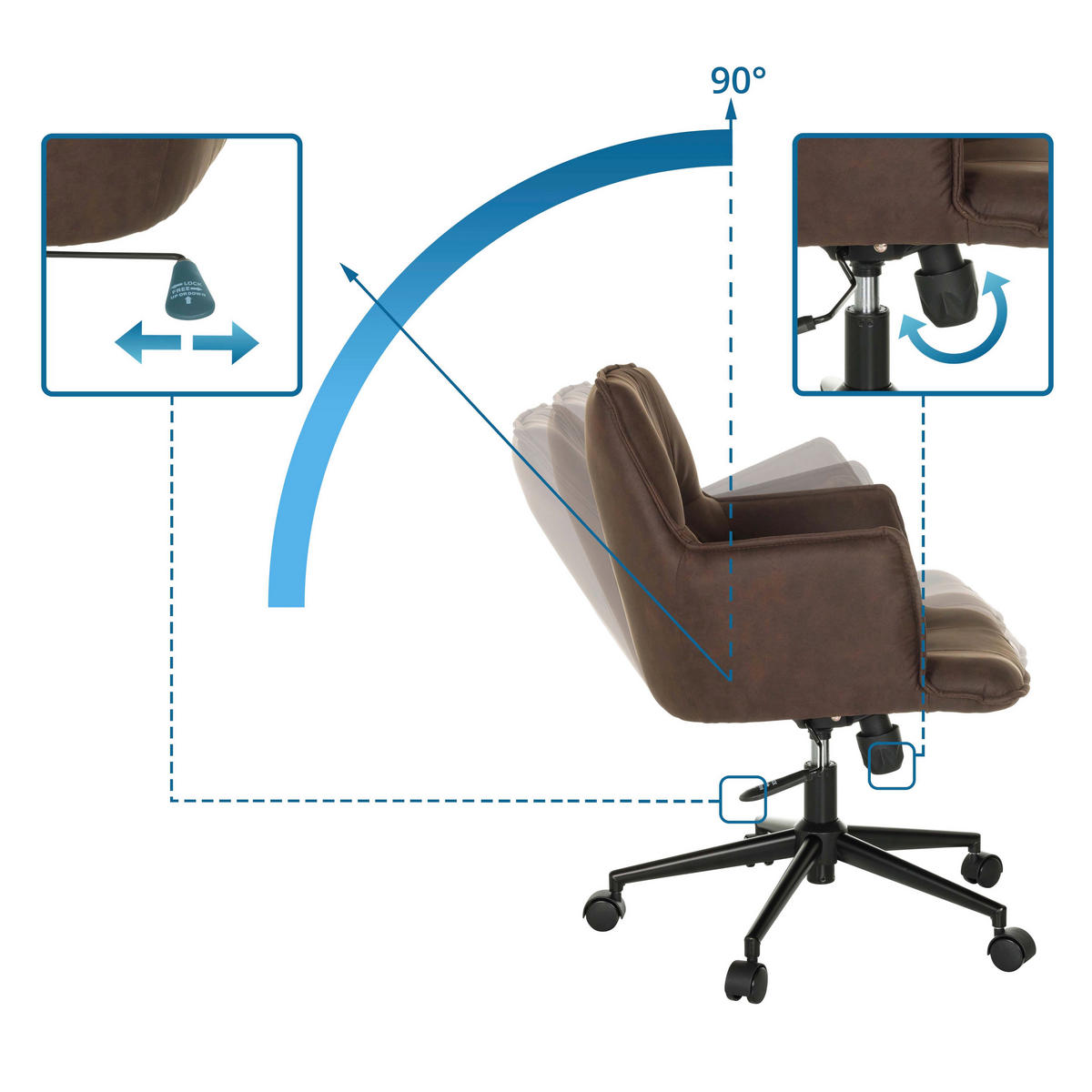 DREHSTUHL Dunkelbraun  - Dunkelbraun/Schwarz, MODERN, Kunststoff/Textil (54/85/70cm) - MID.YOU