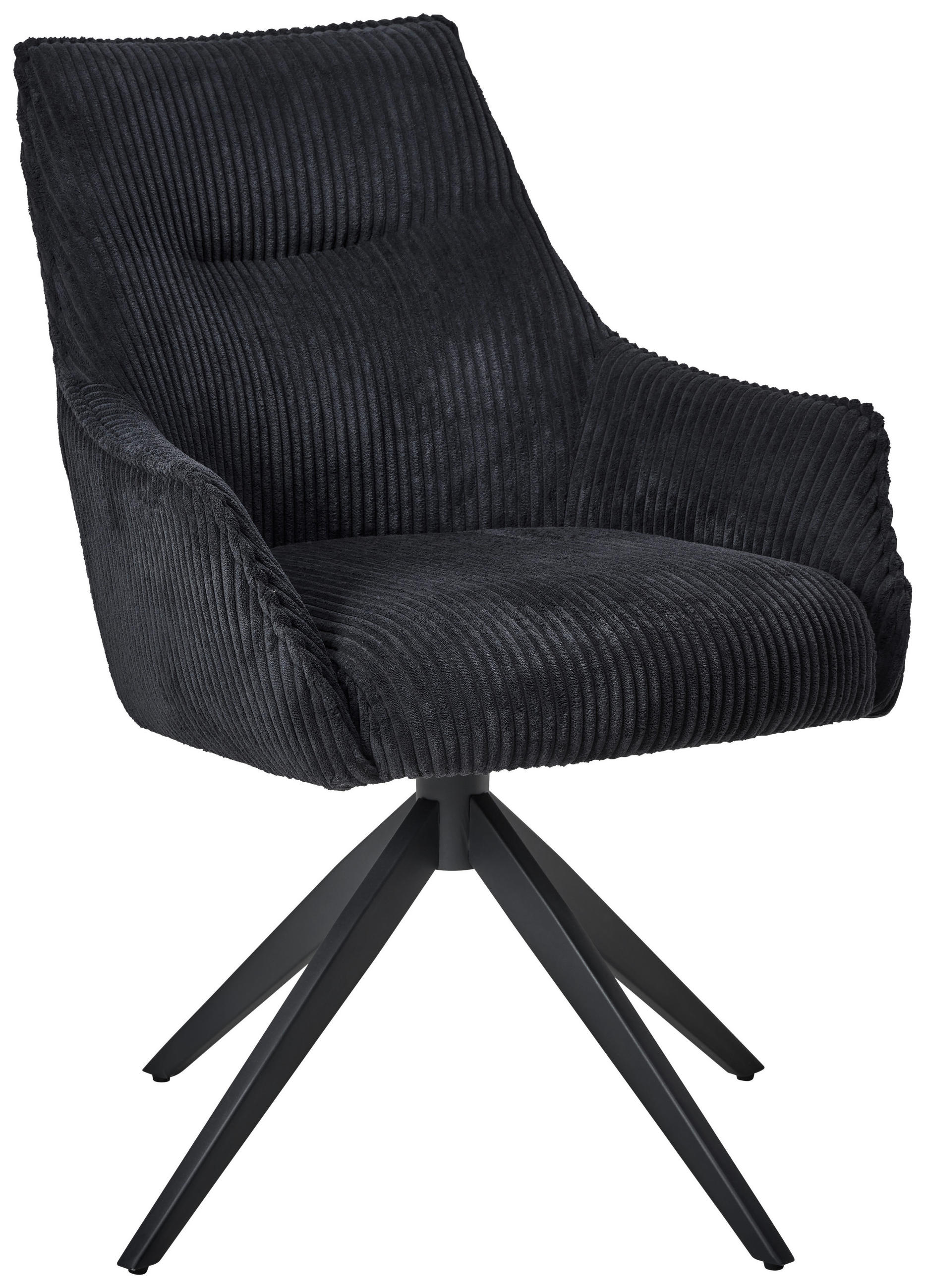 ARMLEHNSTUHL  in Eisen Cord  - Schwarz, LIFESTYLE, Textil/Metall (61/87/65cm) - MID.YOU