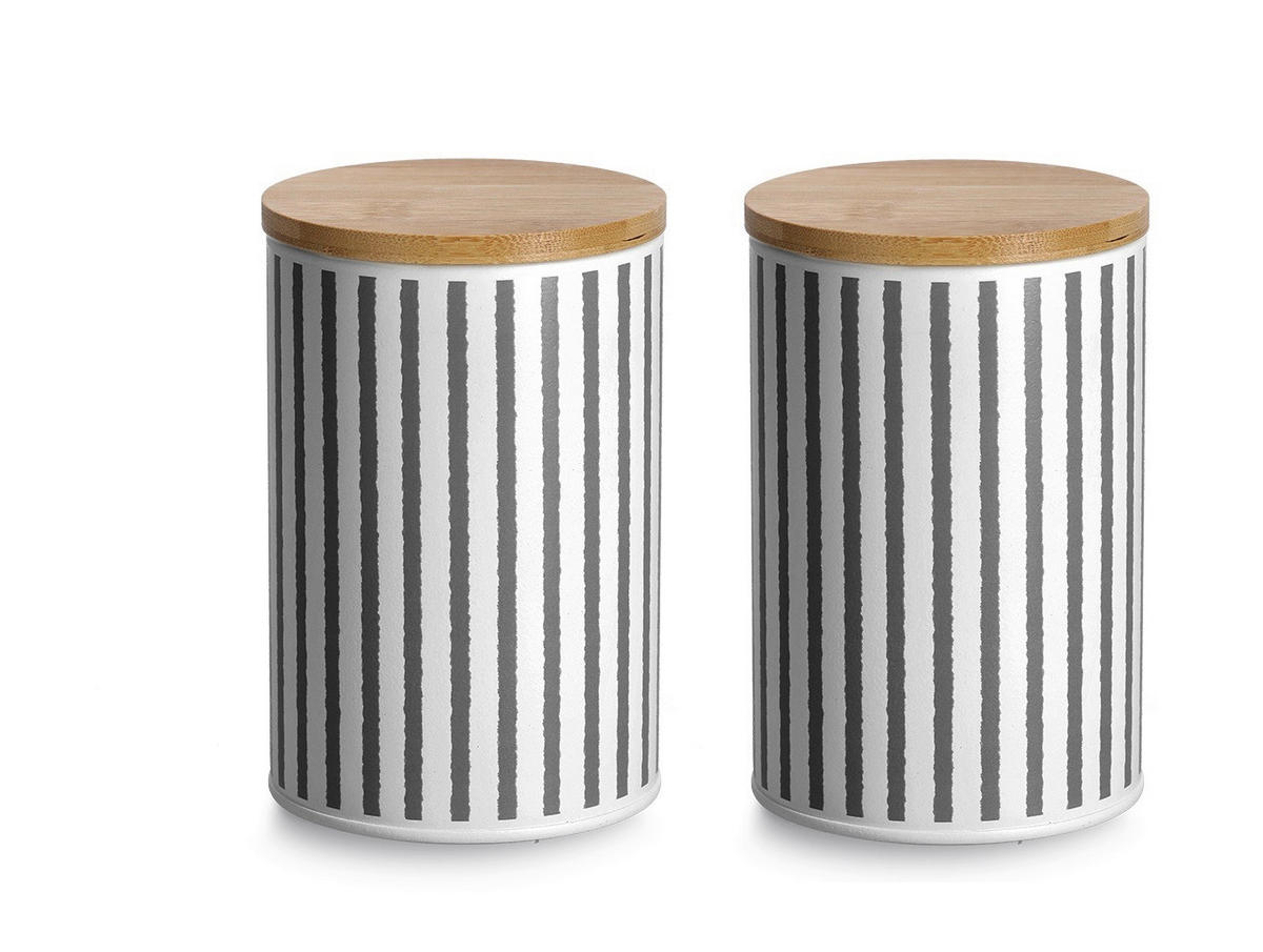 VORRATSDOSENSET  - Schwarz/Weiß, Basics, Metall (25,5/25,5/15cm) - Zeller Present