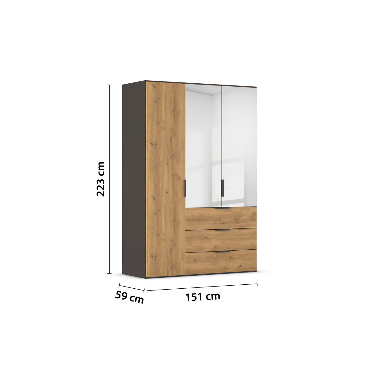 JUGENDZIMMER - Eichefarben/Graphitfarben, KONVENTIONELL, Holzwerkstoff/Textil (120/200cm) - Xora