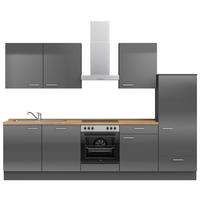 KÜCHENLEERBLOCK 300 cm   in Eichefarben, Schieferfarben  - Schieferfarben/Edelstahlfarben, MODERN, Holzwerkstoff/Metall (300cm) - Nobilia