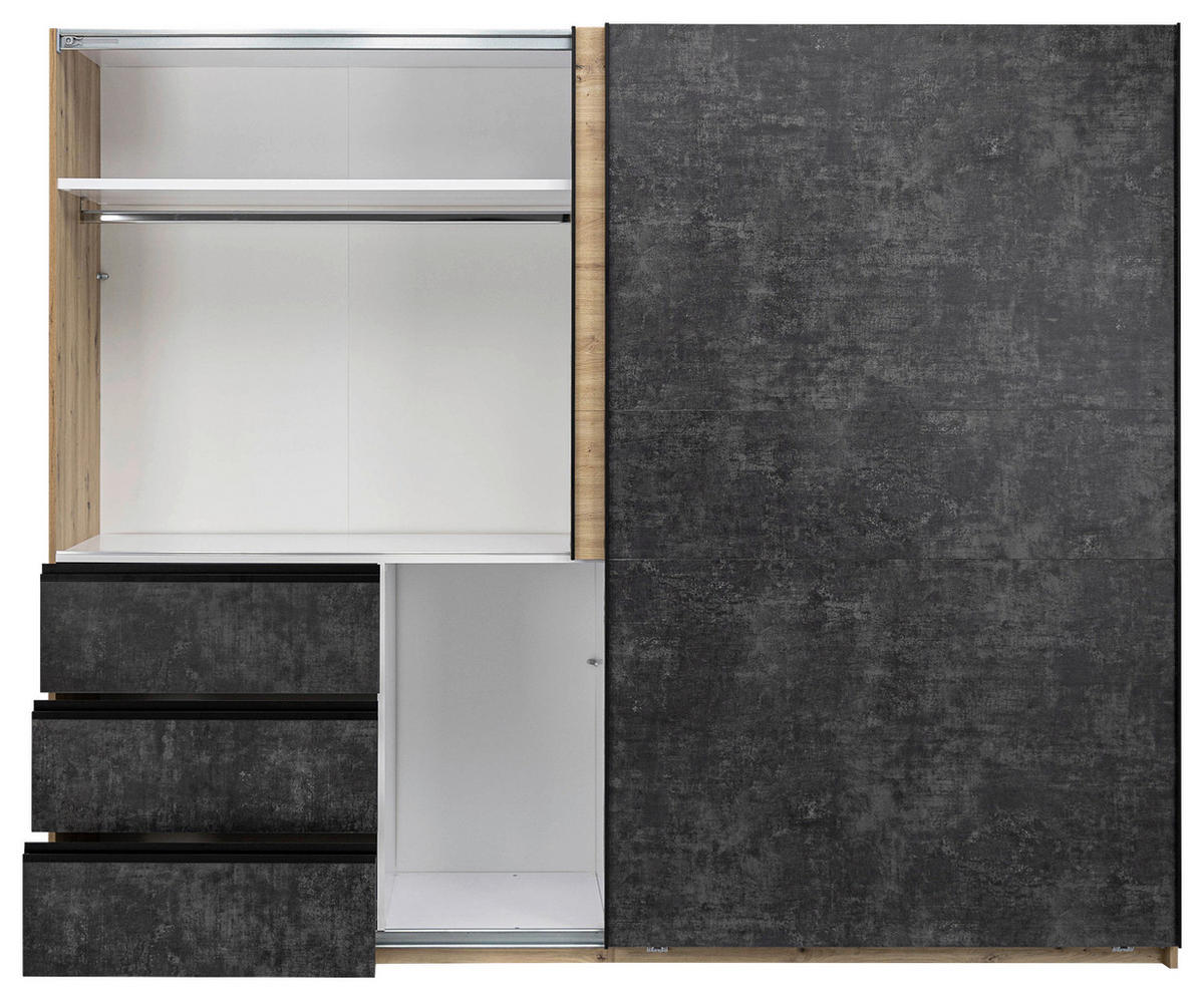 SCHIEBETÜRENSCHRANK 250/205/61,5 cm 2-türig Taupe, Eiche Artisan  - Taupe/Schwarz, MODERN, Holzwerkstoff/Metall (250/205/61,5cm) - MID.YOU