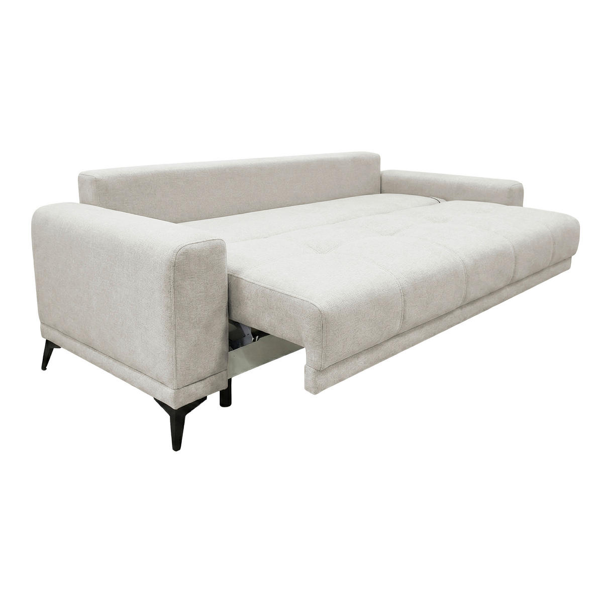 SCHLAFSOFA GRANDE in Chenille Grau  - Schwarz/Grau, Design, Textil/Metall (238/83/98cm) - MID.YOU