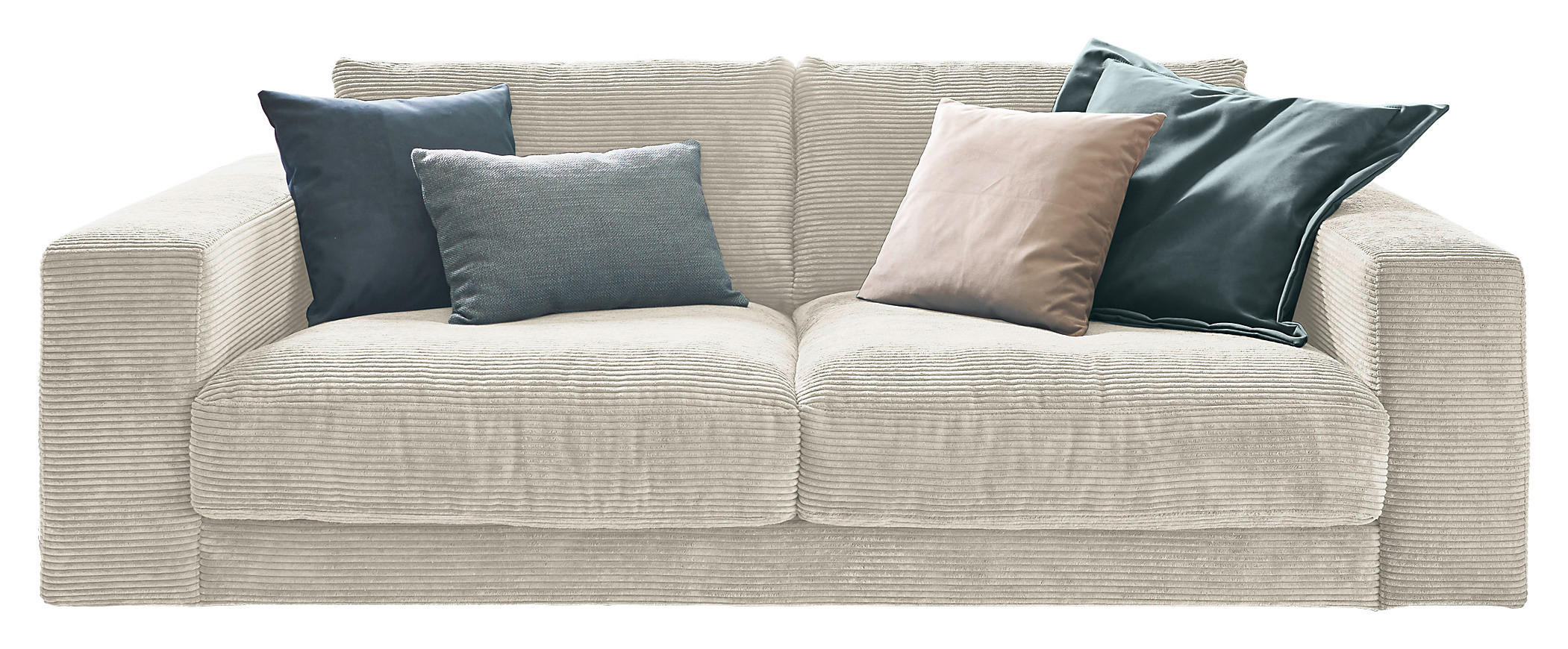 2-SITZER-SOFA Cord Weiß  - Schwarz/Weiß, Design, Kunststoff/Textil (230/85/127cm) - Hom`in