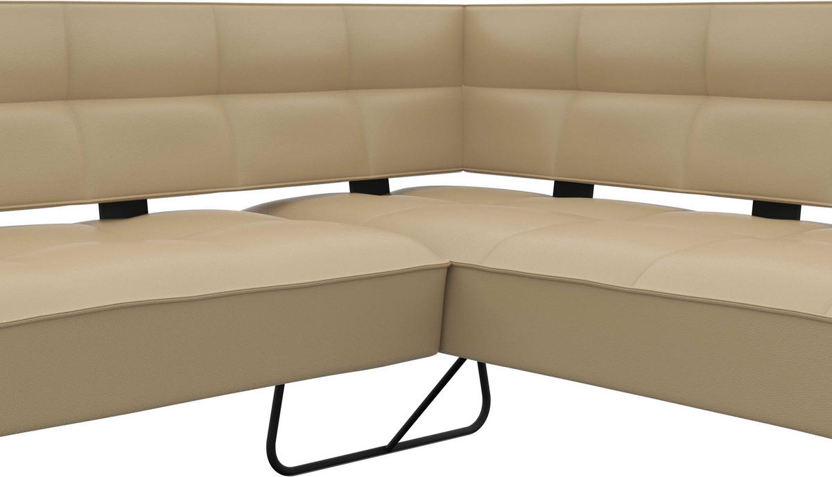 ECKBANK 207/165 cm Echtleder Beige   - Beige/Schwarz, Design, Leder/Metall (207/165cm) - Moderano