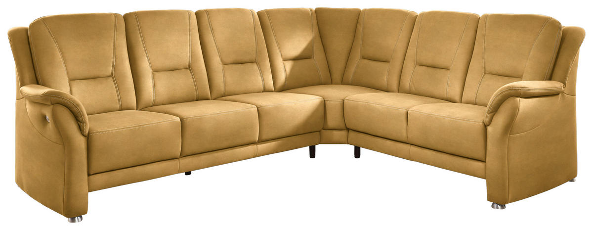 ECKSOFA in Mikrofaser Gelb  - Gelb/Beige, Konventionell, Textil/Metall (275/223cm) - Beldomo Comfort