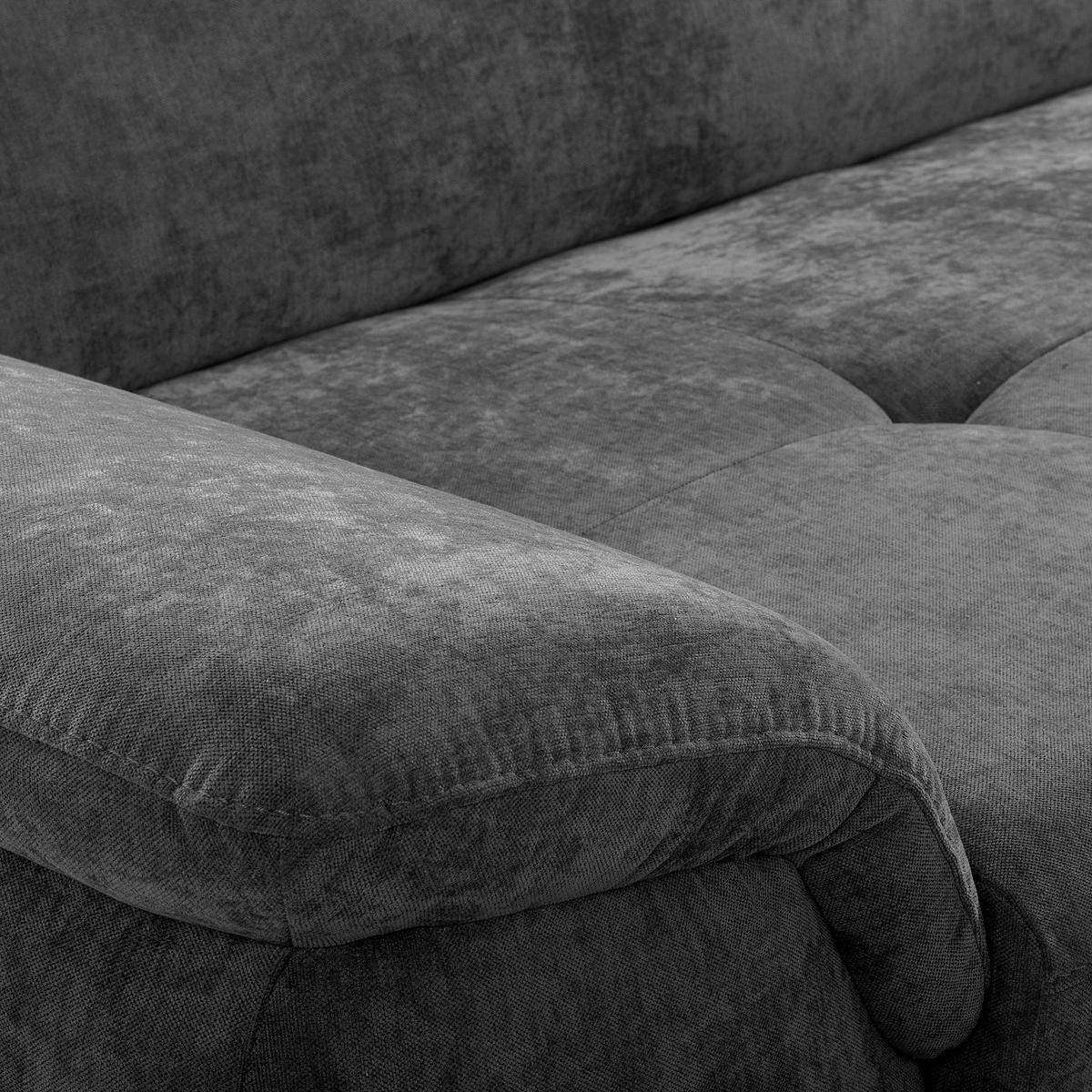 ECKSOFA  Webstoff Schwarz  - Schwarz, Design, Textil/Metall (268/195cm) - Livetastic
