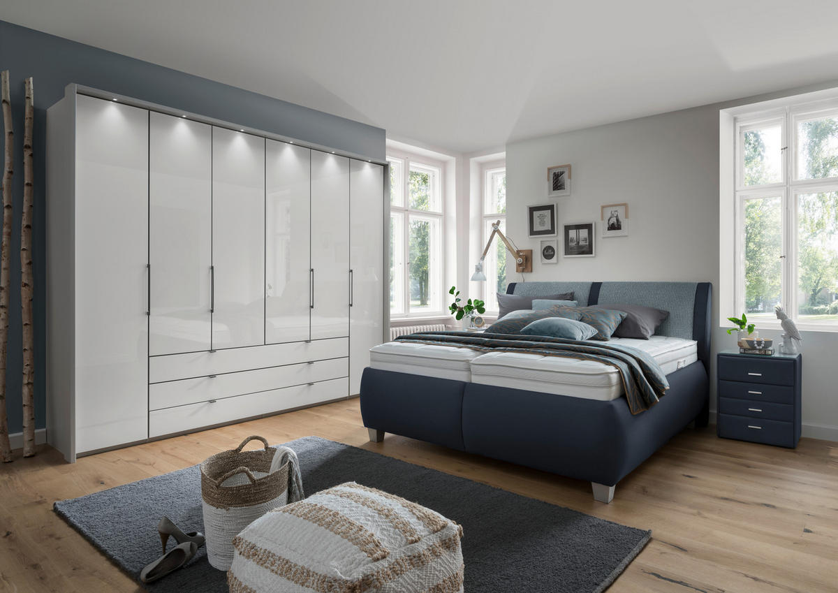 POLSTERBETT Matratze, Lattenrost, Bettkasten Blau 180/200 cm  - Blau/Silberfarben, Design, Holzwerkstoff/Kunststoff (180/200cm) - Beldomo - Sleep