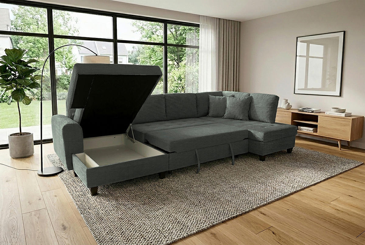 WOHNLANDSCHAFT MORITZ Grün Cord  - Grün, Trend, Textil (155/324/178cm) - P & B