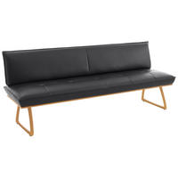 SITZBANK 214/88/66 cm Echtleder Schwarz, Wildeiche Wildeiche furniert, massiv Holz  - Wildeiche/Eichefarben, Design, Leder/Holz (214/88/66cm) - Koinor