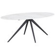 ESSTISCH Schwarz, Weiß oval  Variantenauswahl  - Schwarz/Weiß, Design, Keramik/Metall (180/89/76cm) - Novel