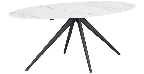 ESSTISCH Schwarz, Weiß oval  Variantenauswahl  - Schwarz/Weiß, Design, Keramik/Metall (180/89/76cm) - Novel