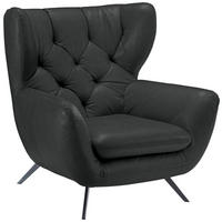 CHESTERFIELD-SESSEL in Mikrofaser Dunkelgrau  - Dunkelgrau/Schwarz, Design, Textil/Metall (100/106/95cm) - Pure Home Lifestyle