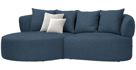 ECKSOFA in Plüsch Dunkelblau 166/235 cm - Creme/Schwarz, MODERN, Kunststoff/Textil (166/235cm) - Hom`in