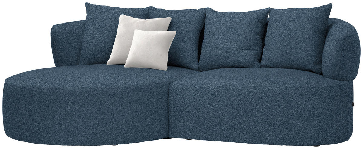 ECKSOFA in Plüsch Dunkelblau  166/235 cm  - Creme/Schwarz, MODERN, Kunststoff/Textil (166/235cm) - Hom`in
