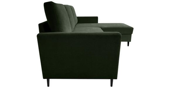 ECKSOFA in Chenille Dunkelgrün  - Dunkelgrün/Schwarz, KONVENTIONELL, Holz/Textil (159/221cm) - Carryhome
