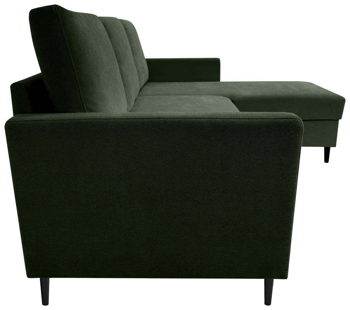 ECKSOFA Dunkelgrün Chenille  - Dunkelgrün/Schwarz, KONVENTIONELL, Holz/Textil (159/221cm) - Carryhome