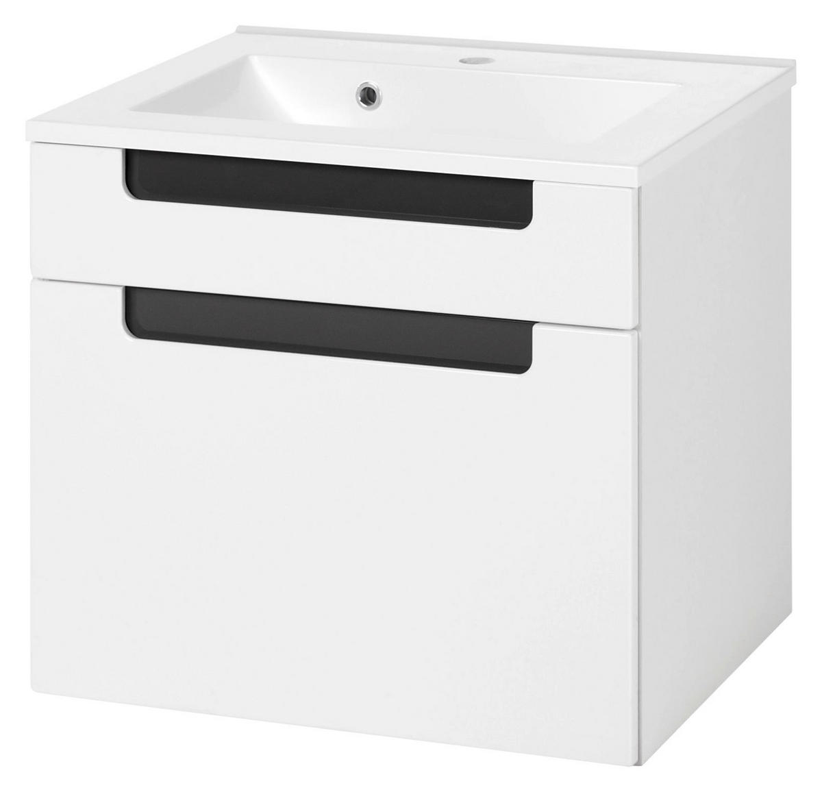 BADEZIMMER  in 60 cm  - Anthrazit/Weiß, MODERN, Holzwerkstoff/Stein (60cm) - Held