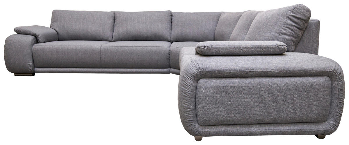ECKSOFA Grau Struktur  - Chromfarben/Grau, KONVENTIONELL, Textil/Metall (280/310cm) - Carryhome