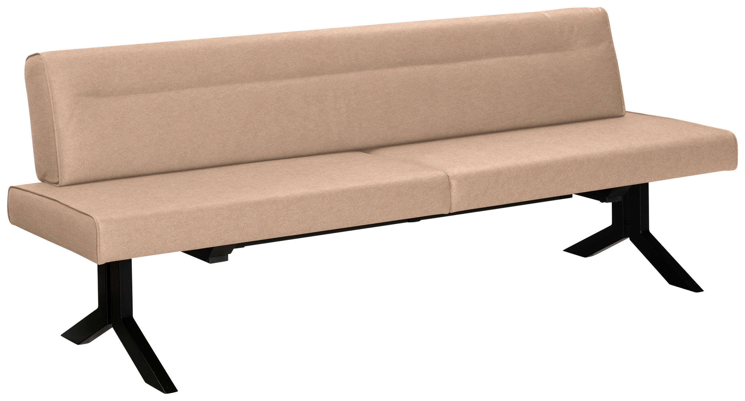 SITZBANK 220/87/70 cm Lederlook (vegan) Beige Metall  - Beige/Schwarz, KONVENTIONELL, Textil/Metall (220/87/70cm) - Moderano