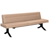 SITZBANK 220/87/70 cm Lederlook (vegan) Beige Metall  - Beige/Schwarz, KONVENTIONELL, Textil/Metall (220/87/70cm) - Moderano