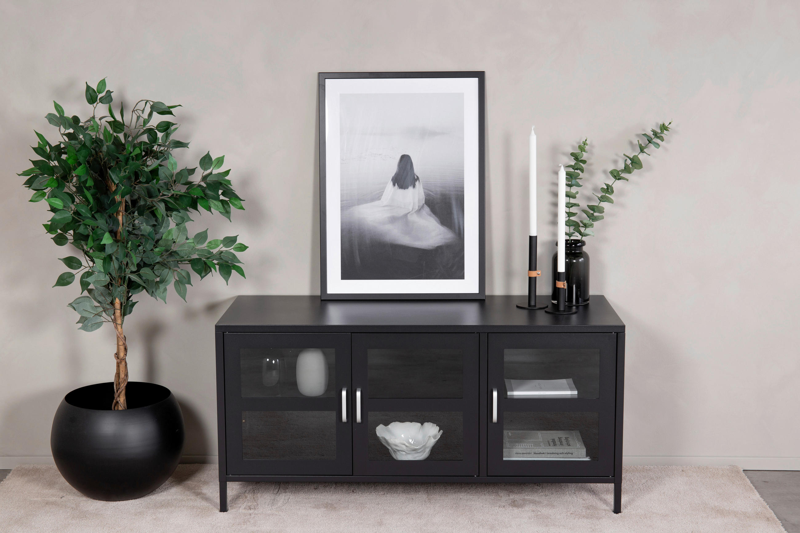 TV-BÄNK 120/58/48 cm  - svart, Design, metall/glas (120/58/48cm) - Livetastic