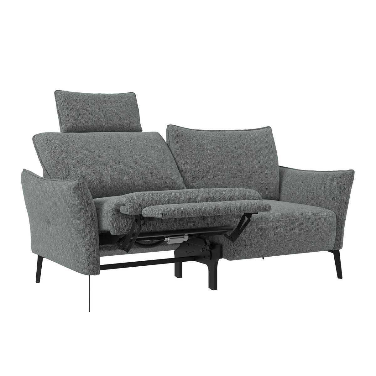 3-SITZER-SOFA Chenille Dunkelgrau  - Dunkelgrau/Schwarz, Konventionell, Textil/Metall (184/90/92cm) - Elegando