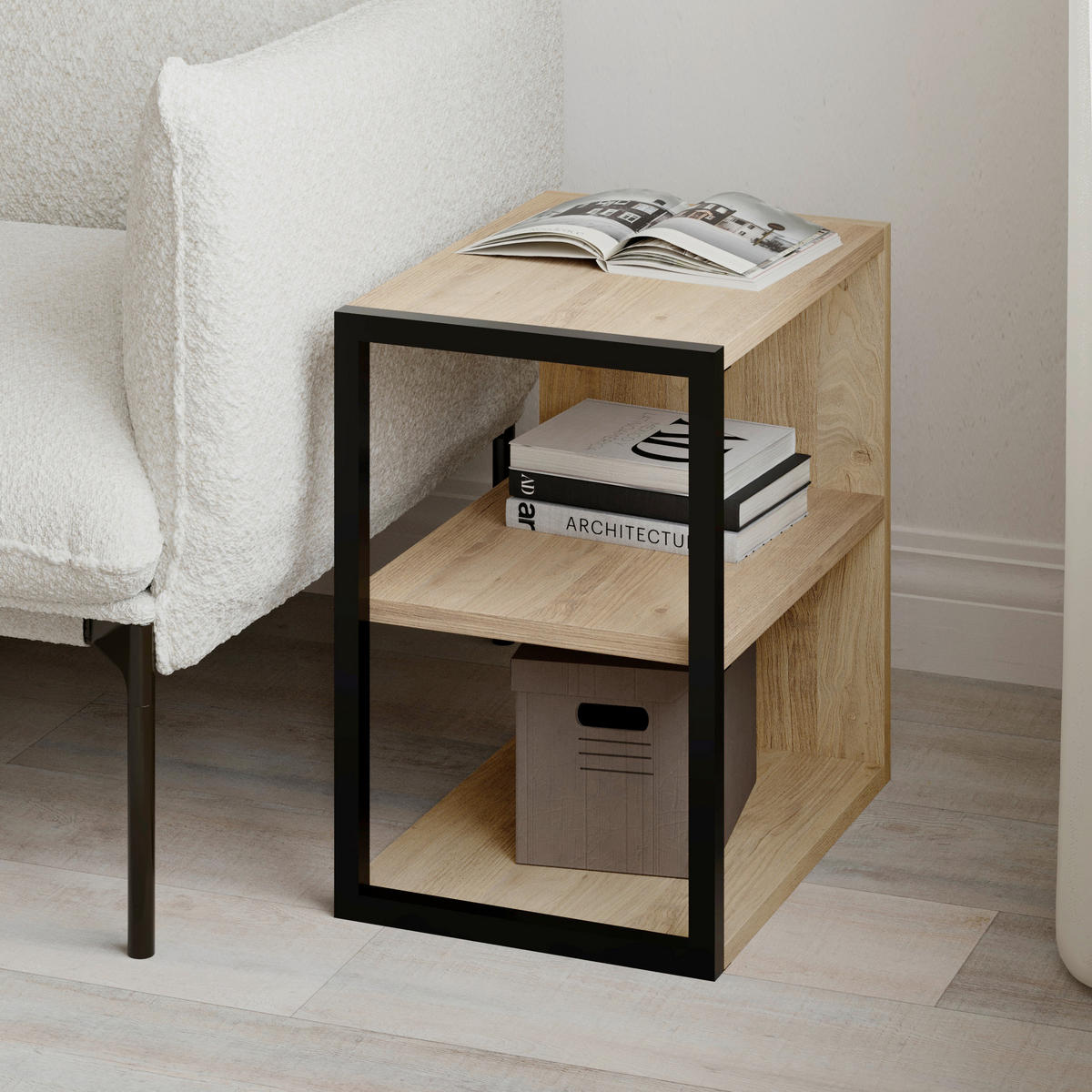 BEISTELLTISCH in Metall, Holzwerkstoff  - Eichefarben, Design, Holzwerkstoff/Metall (42/45/30cm) - Livetastic