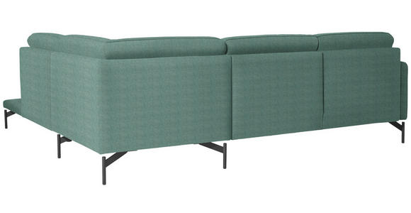 ECKSOFA in Flachgewebe, Struktur Türkis  - Türkis/Anthrazit, Design, Textil/Metall (254/230cm) - Ambiente