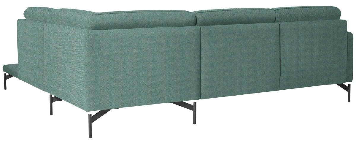 ECKSOFA in Flachgewebe, Struktur Türkis  254/230 cm  - Türkis/Anthrazit, Design, Textil/Metall (254/230cm) - Johann Jakob