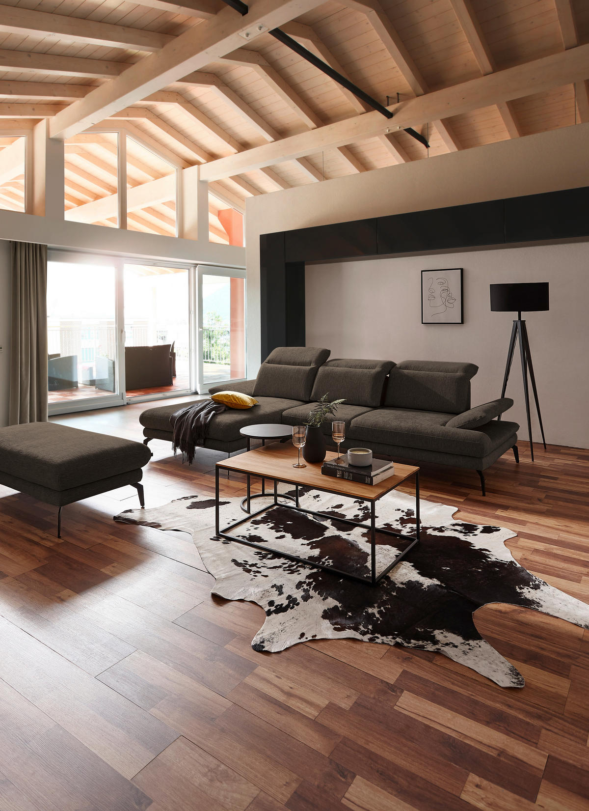 ECKSOFA in Webstoff Anthrazit  - Anthrazit/Schwarz, Design, Textil/Metall (289/180cm) - Stylife