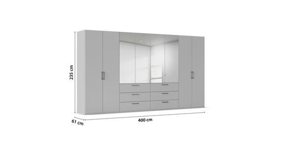 DREHTÜRENSCHRANK 400/235/61 cm,  in Graphitfarben, 8-türig  - Chromfarben/Edelstahlfarben, Basics, Glas/Holzwerkstoff (400/235/61cm) - Novel