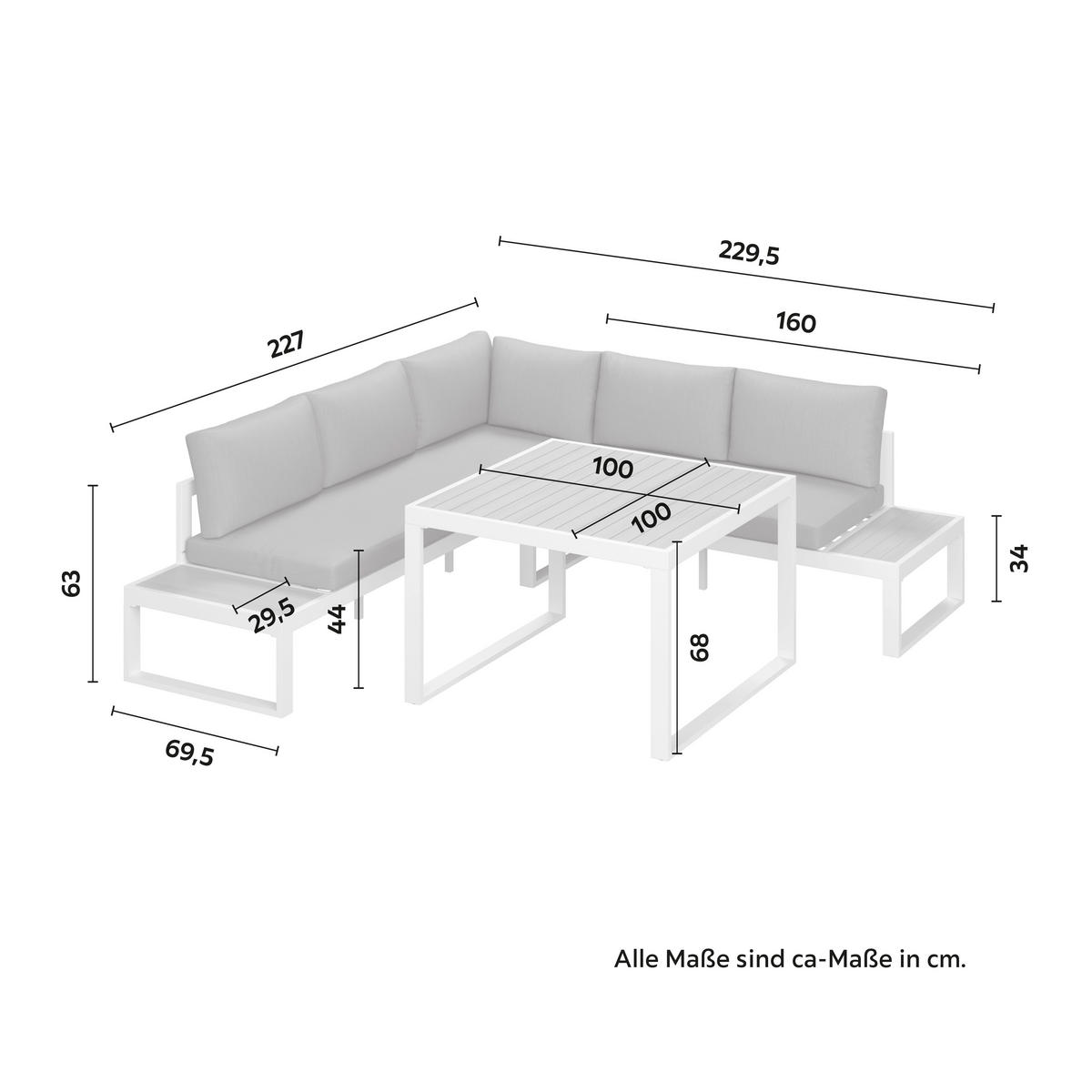 BAŠT. GARNITURA ZA RUČAVANJE 3 dela  - siva/prirodna boja, Moderno, metal/tekstil - Bessagi Garden