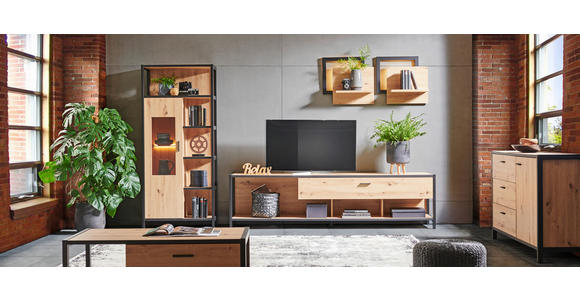 SIDEBOARD 146/83/40 cm  - Eichefarben/Anthrazit, Design, Holzwerkstoff/Metall (146/83/40cm) - Carryhome