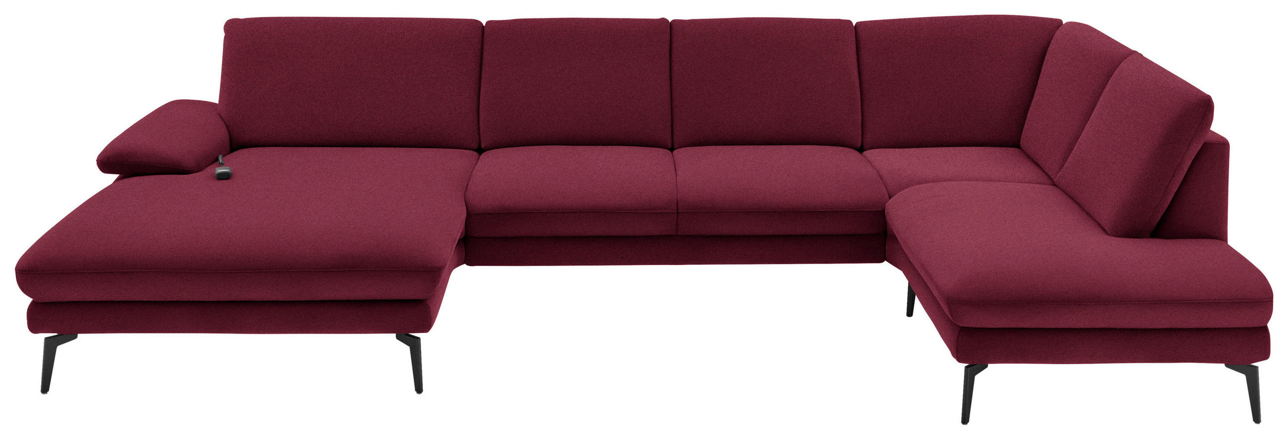 WOHNLANDSCHAFT Weinrot Webstoff  - Weinrot/Schwarz, Design, Textil/Metall (180/344/208cm) - Dieter Knoll