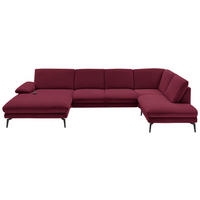 WOHNLANDSCHAFT in Webstoff Weinrot  - Weinrot/Schwarz, Design, Textil/Metall (180/344/208cm) - Dieter Knoll