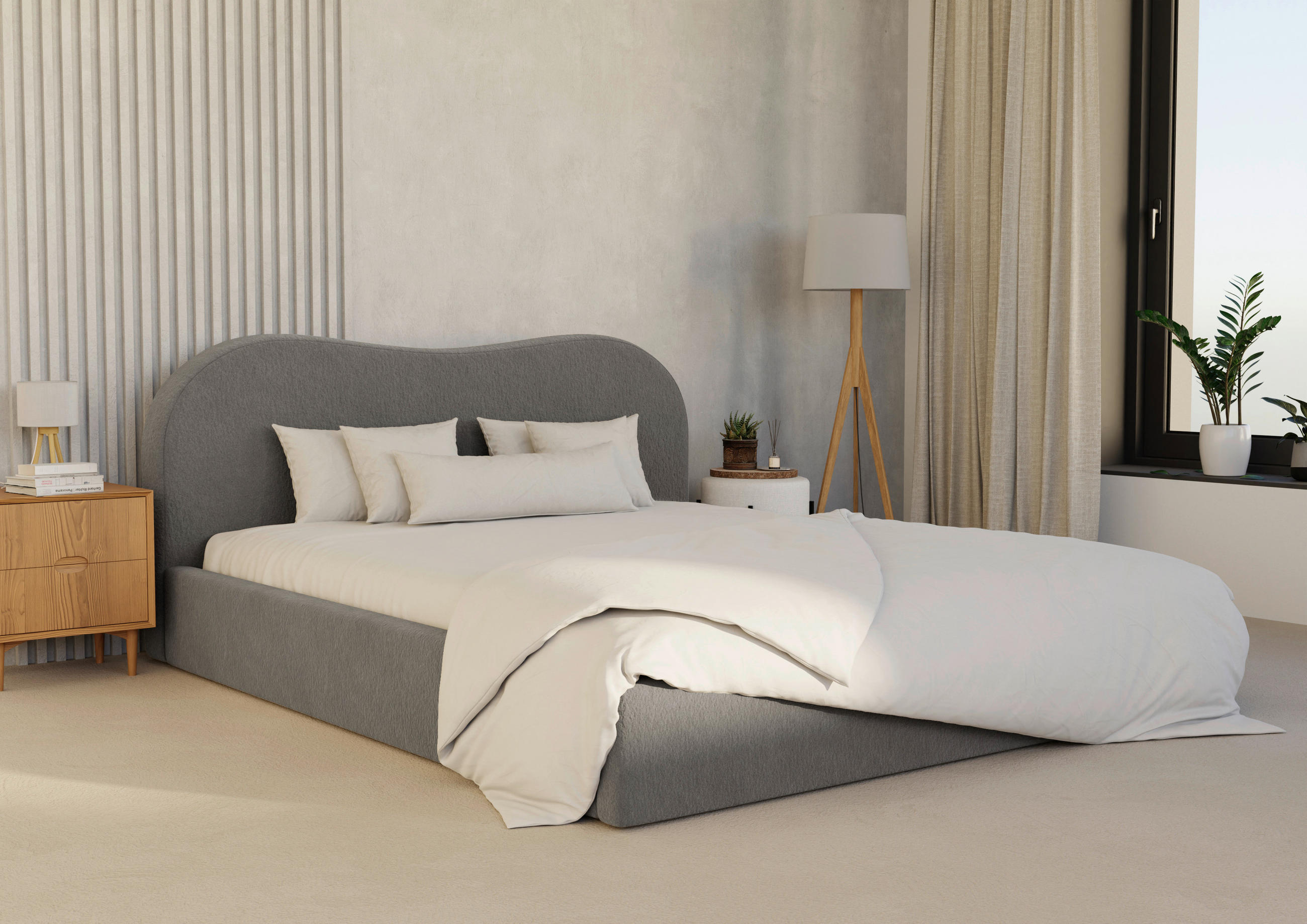 POLSTERBETT Bettkasten, Lattenrost 180/200 cm  in Dunkelgrau  - Dunkelgrau/Schwarz, Design, Holz/Textil (180/200cm) - Boxxx