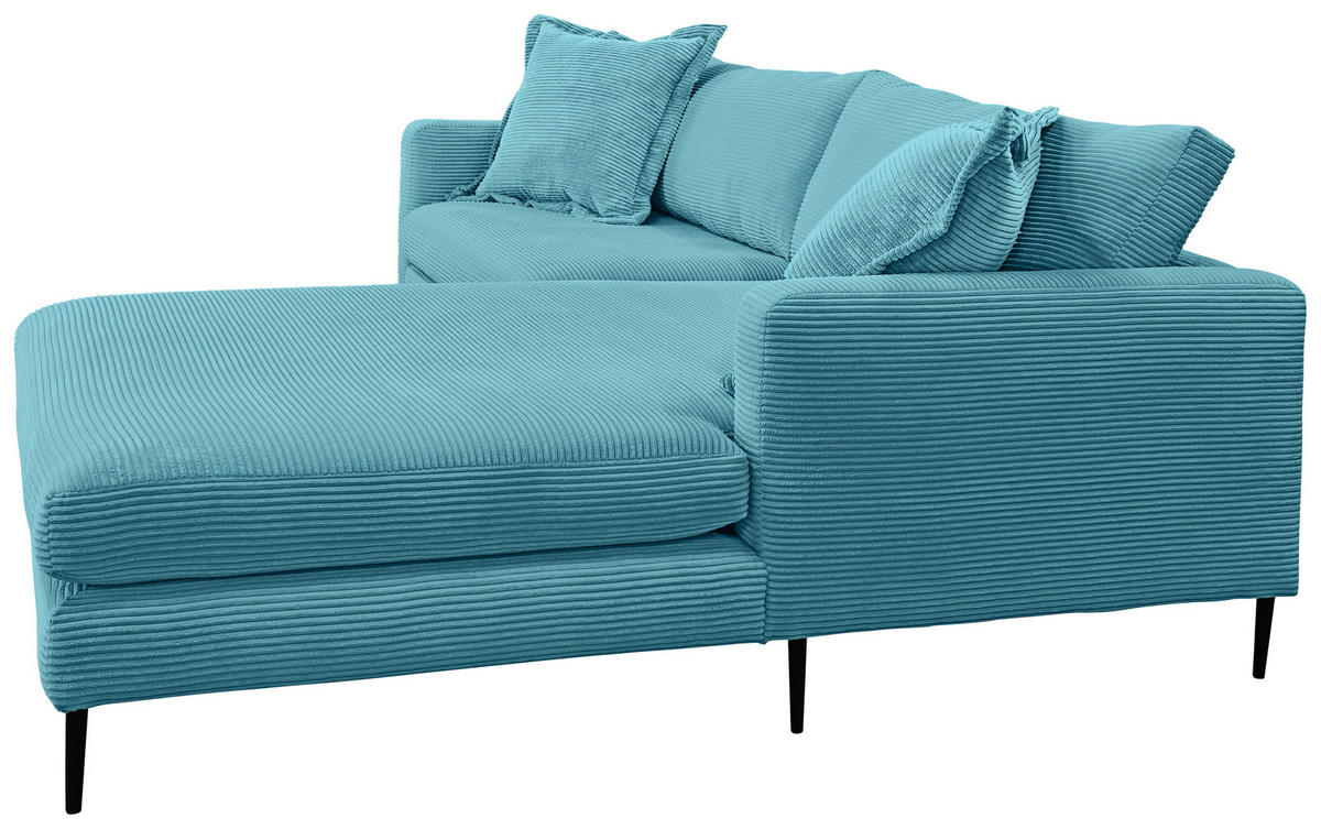 ECKSOFA JOKER Hellblau Cord  - Schwarz/Hellblau, Design, Textil/Metall (268/193cm) - P & B