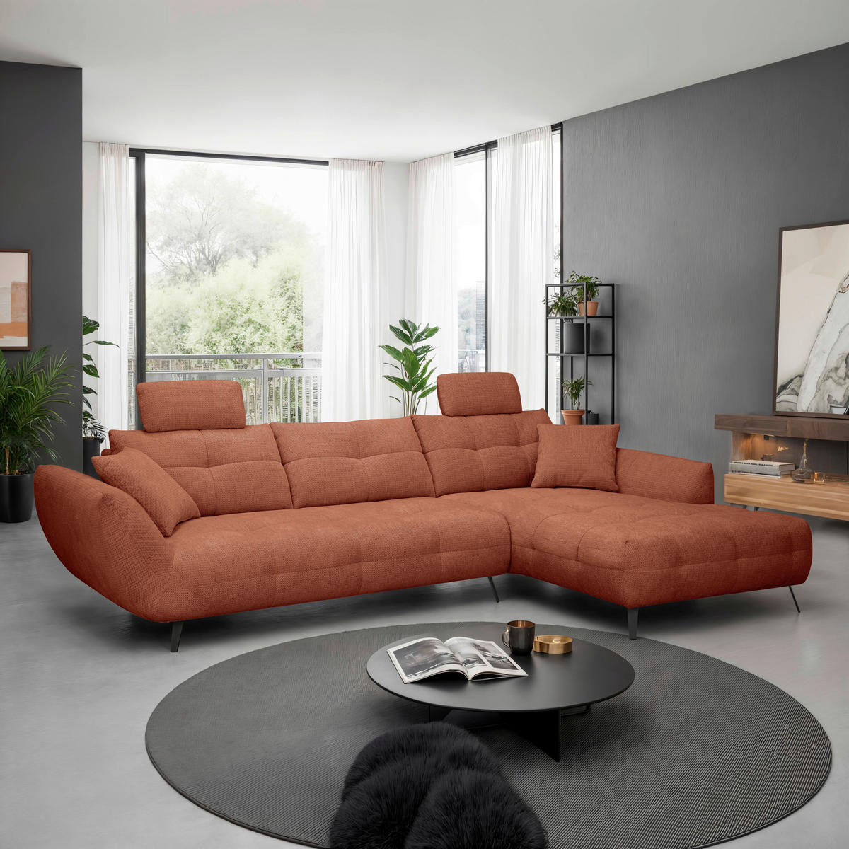 KOPFSTÜTZE - Rostfarben, KONVENTIONELL, Textil (55/28/18cm) - Hom`in